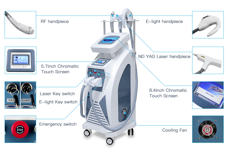  Mesin  Rf Yag Laser 3in1 E light Kanggo produsen Tato  